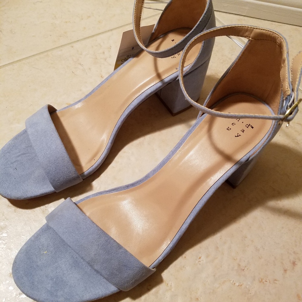 Blue Suede Block Heels
